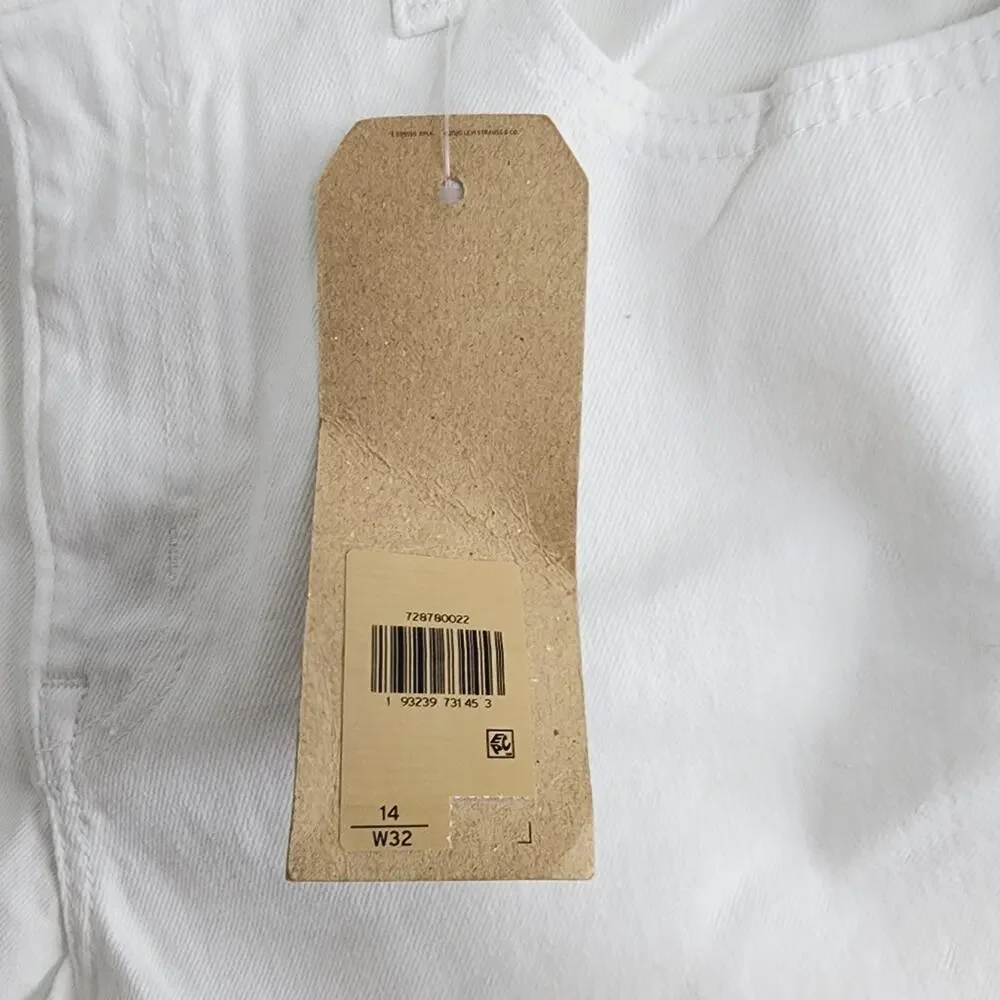 NWT Levi's High Rise Shortie White Denim Cut Off Distressed Shorts 32 14 - Picture 4 of 11